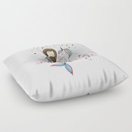 Mermaid & Unicorn White background Floor Pillow