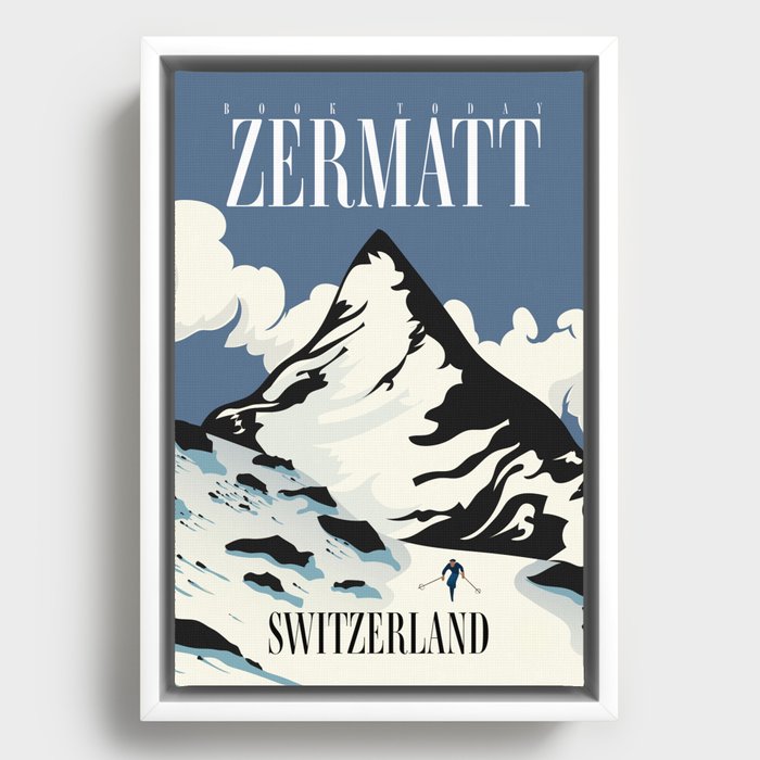 Zermatt Switzerland Ski print Framed Canvas