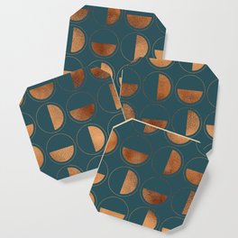 Mid Century Modern Copper And Emerald Circles Pattern Coaster