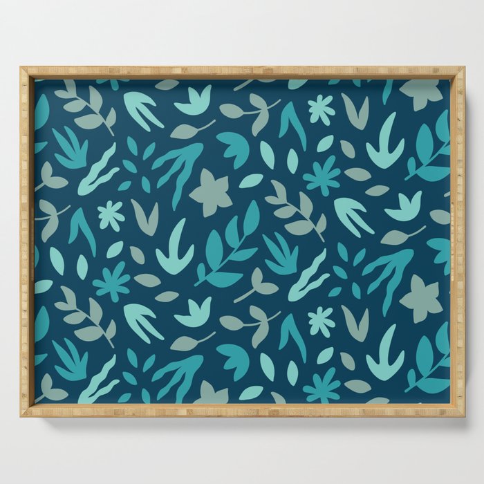 Floral Cutouts - Mid Century Modern Abstract Serving Tray