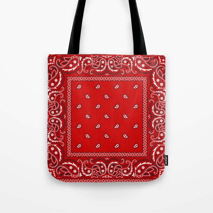 Paisley Bandana Red Southwestern Boho Tote Bag By Rosemarya