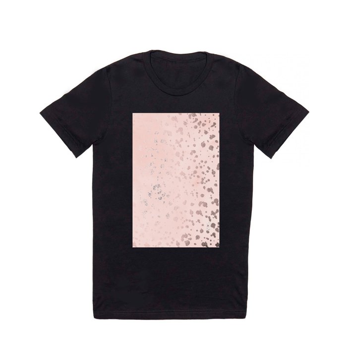 Rose Gold Pastel Pink Foil Paint Line Dots XXI T Shirt