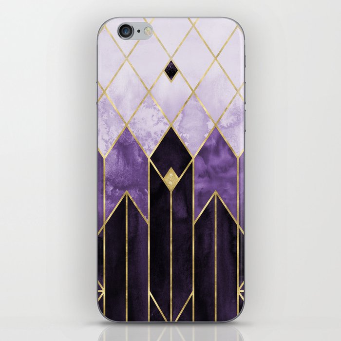 Gold Diamonds Purple Nights Art Deco Geometric - Modern Pattern iPhone Skin