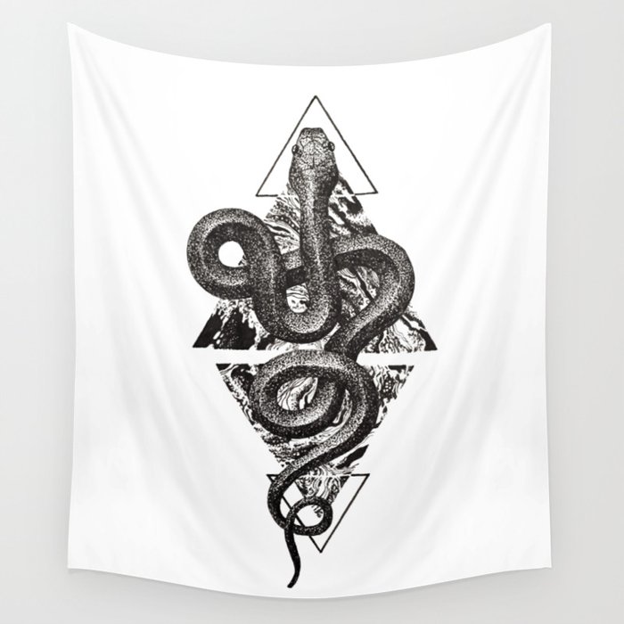 Snake Marbling and Triangles Wall Tapestry