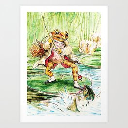 “Jeremy Fisher Catches a Fish” by Beatrix Potter Art Print