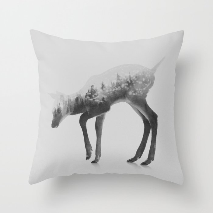 Deer (black & white version) Throw Pillow