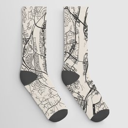Santa Clarita USA - City Map - Black and White Aesthetic Socks
