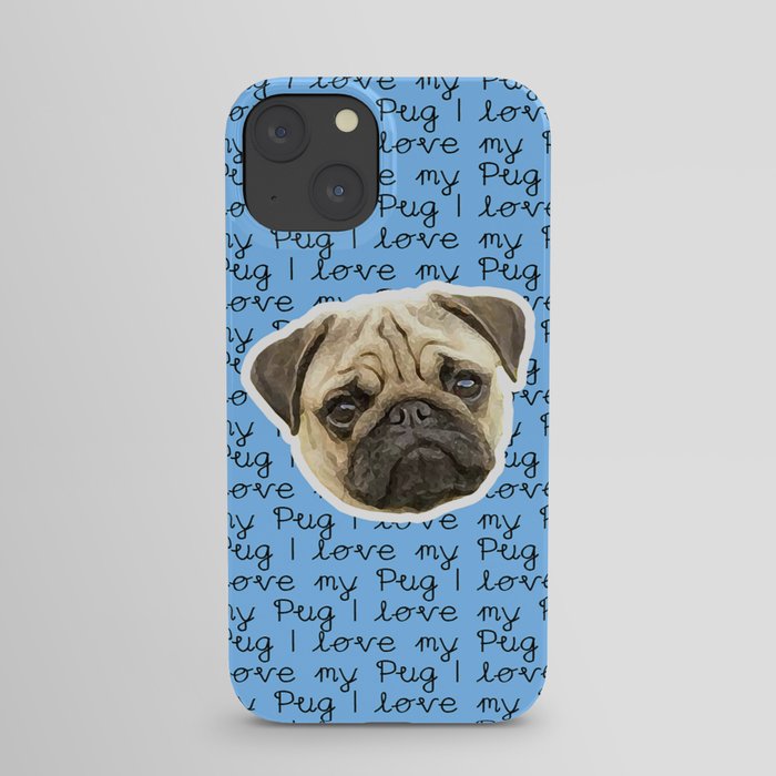 I Love My Pug Monogram iPhone Case