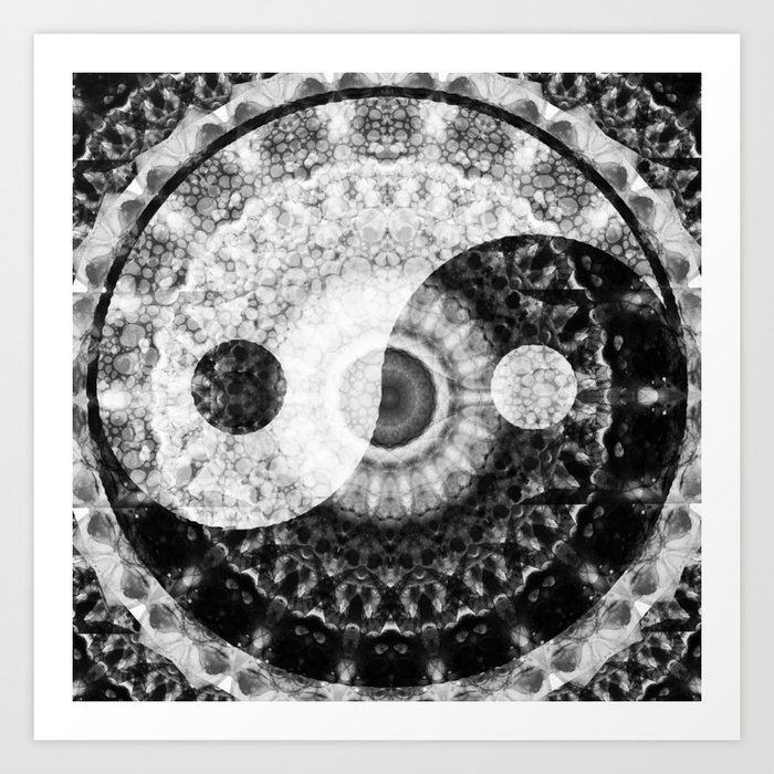 Ideal Balance Black And White Yin and Yang by Sharon Cummings Art Print