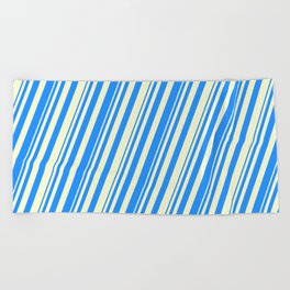 [ Thumbnail: Blue & Light Yellow Colored Stripes Pattern Beach Towel ]