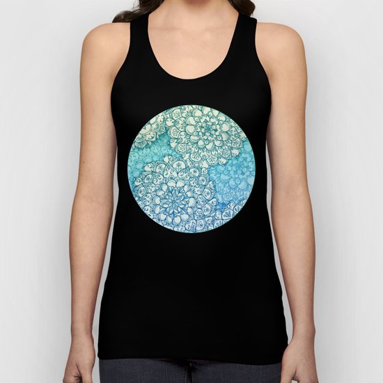Blue Green Ballpoint Pen Doodle Poem Unisex Tank Top