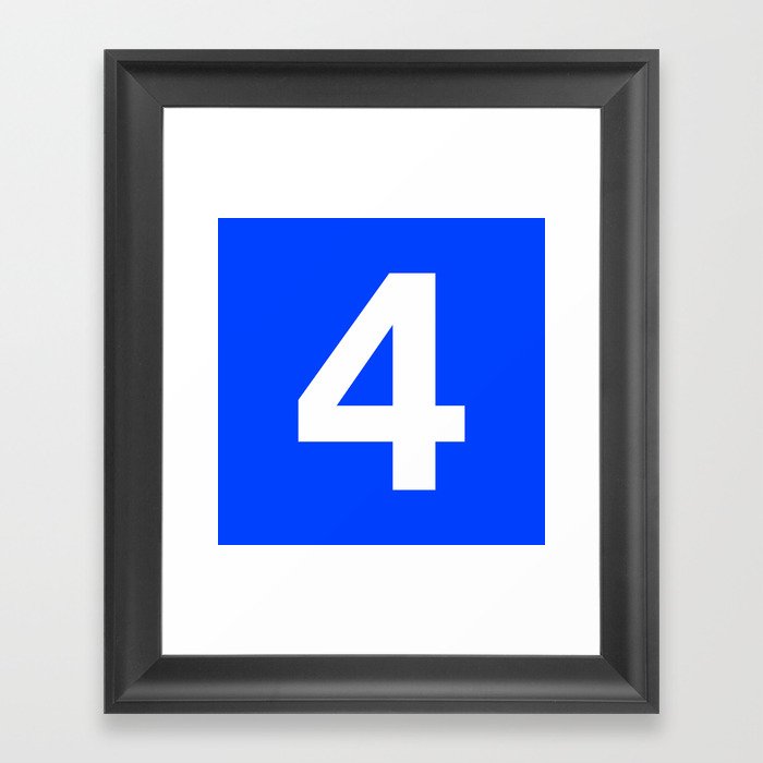 Number 4 (White & Blue) Framed Art Print
