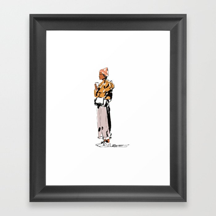 Ink Street Fashion Portrait Framed Art Print