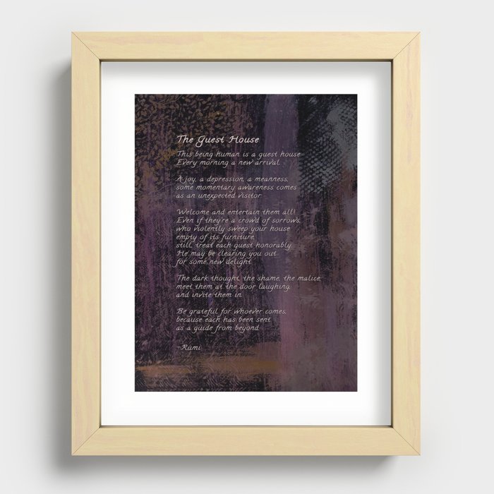 The Guest House by Rumi, Poetry Abstract Wall Art Recessed Framed Print