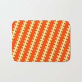[ Thumbnail: Red & Tan Colored Lines Pattern Bath Mat ]