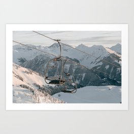 Ski lift in a fairytale winter landscape | Landscape Photography Alps | Print Art Art Print