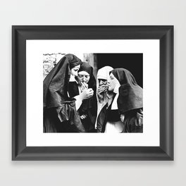 Smoking Nuns Framed Art Print