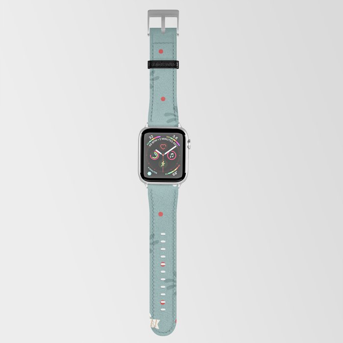 Christmas Pattern Turquoise White Bow Flower Apple Watch Band