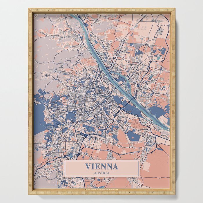 Vienna vintage city map Serving Tray