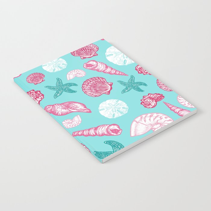 Seashell Pattern - Pink and mint Notebook