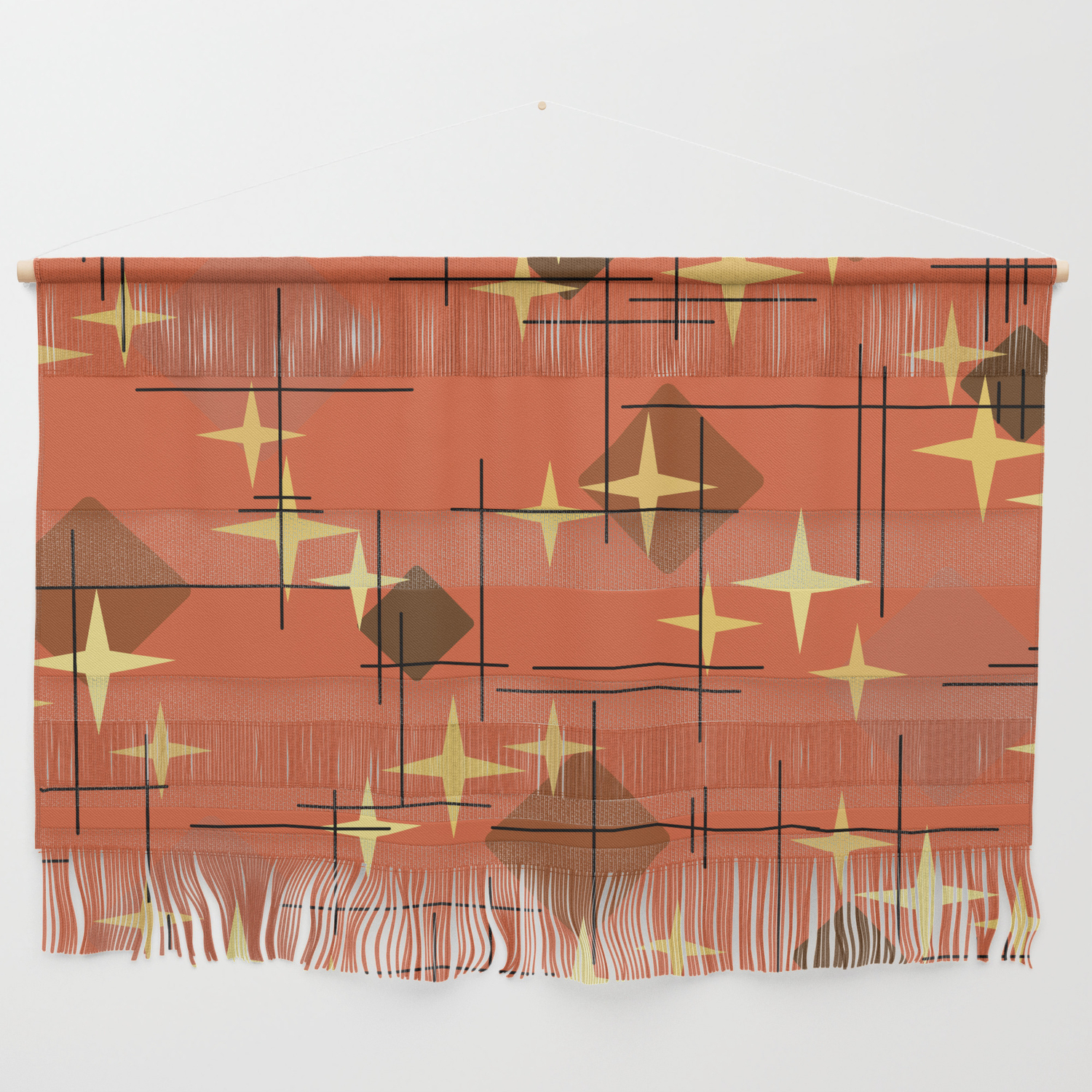 Midcentury Modern Pattern Burnt Orange Wall Hanging By Zennykenny Society6