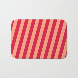 [ Thumbnail: Crimson and Light Salmon Colored Lines Pattern Bath Mat ]