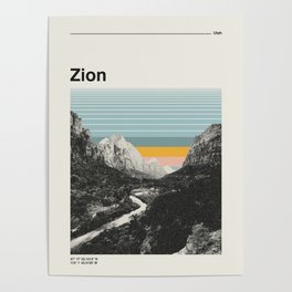 Retro Travel Poster, Zion National Park Collage Poster