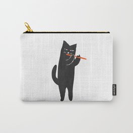 Black cat with flute Carry-All Pouch