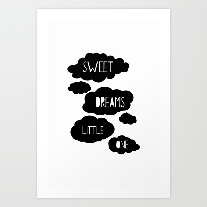 Sweet Dreams Little One Sign Black And Sweet Dreams Little One Sign Black And White Nursery Wall Art Print