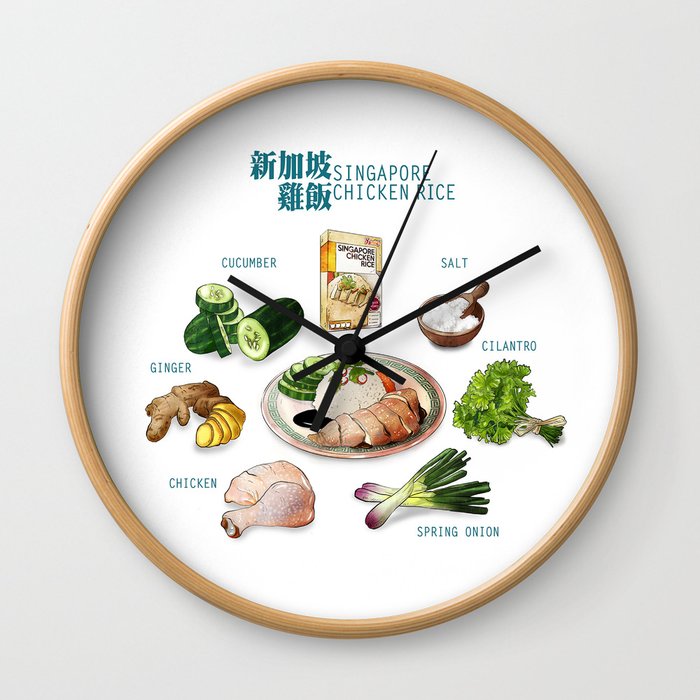 Singapore Chicken Rice Wall Clock