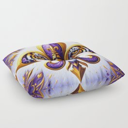 Purple and Gold Fleur De Lis Tiger Floor Pillow