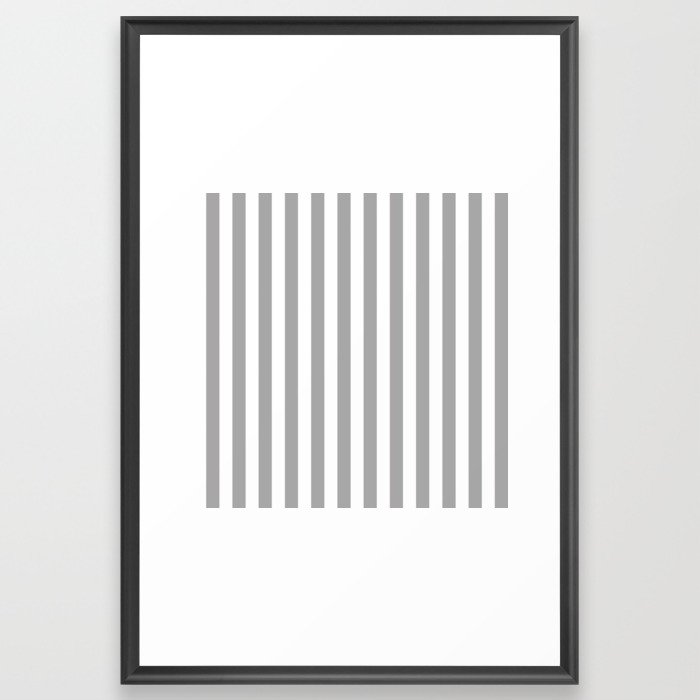 Grey and White Stripes Framed Art Print