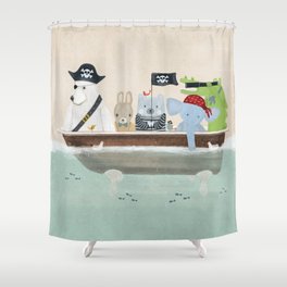 the pirate tub Shower Curtain