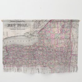 Vintage New York State Railroad Map (1876) Wall Hanging