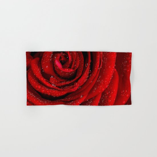 Red rose with sparkling droplets- Beautiful elegant Roses Hand & Bath Towel