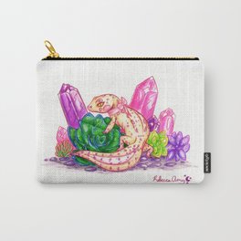 Leopard Gecko with Crystals and Succulents Carry-All Pouch