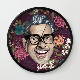 Jeff Goldblum Wall Clock | Celebrity, Clevergirl, Illustration, Floral, Graphicdesign, Jeffgoldblum, Portrait, Actor, Movie, Dinosaur 