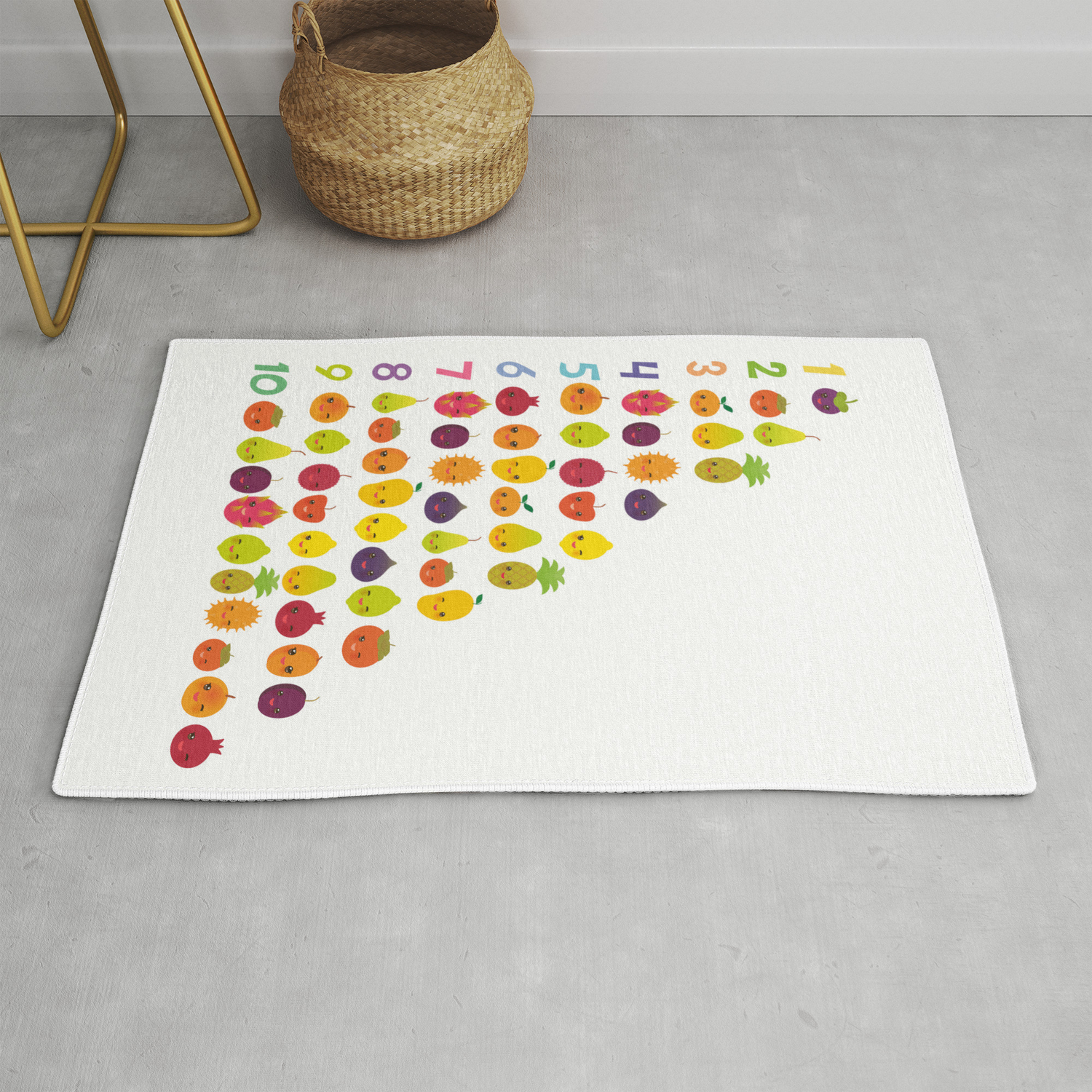 Numbers For Preschool Kindergarten Kids Kawaii Fruit From One To
