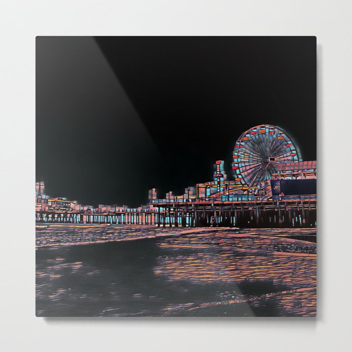 Stained Glass Santa Monica Pier Metal Print by Christine aka stine1 on Society6