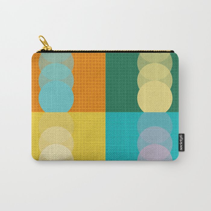 Grid retro color shapes patchwork 1 Carry-All Pouch