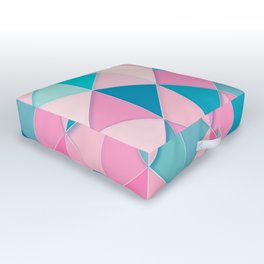 Teal and Peach Tiles and Triangles Pattern Outdoor Floor Cushion