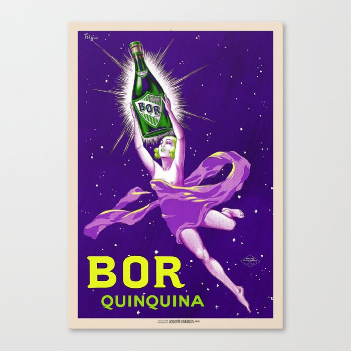 1924 BOR Quinpuina French wine and spirits vintage advertising poster purple background Canvas Print