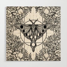 Floral Lunar Moth Wood Wall Art