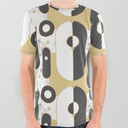 Abstract Geometric Pattern-Gold All Over Graphic Tee
