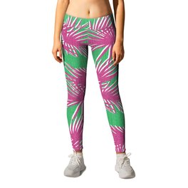 Retro Palm Trees Hot Pink and Kelly Green Leggings