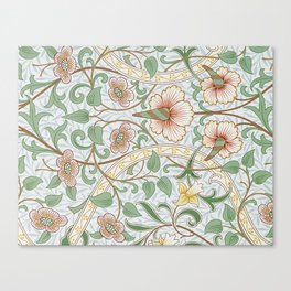 William Morris Daffodil Floral Pattern,Vintage Green Leaves Botanical Wallpaper, Canvas Print