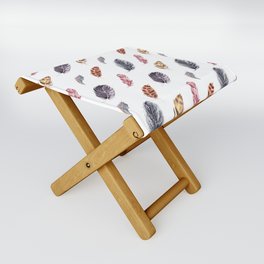 Watercolor cozy feather pattern in boho style Folding Stool