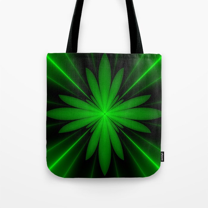 Neon Green Flower Fractal Tote Bag