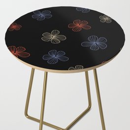 Black striped batik flower pattern Side Table
