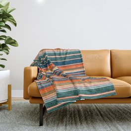 serape southwest stripe - orange & dark teal Throw Blanket